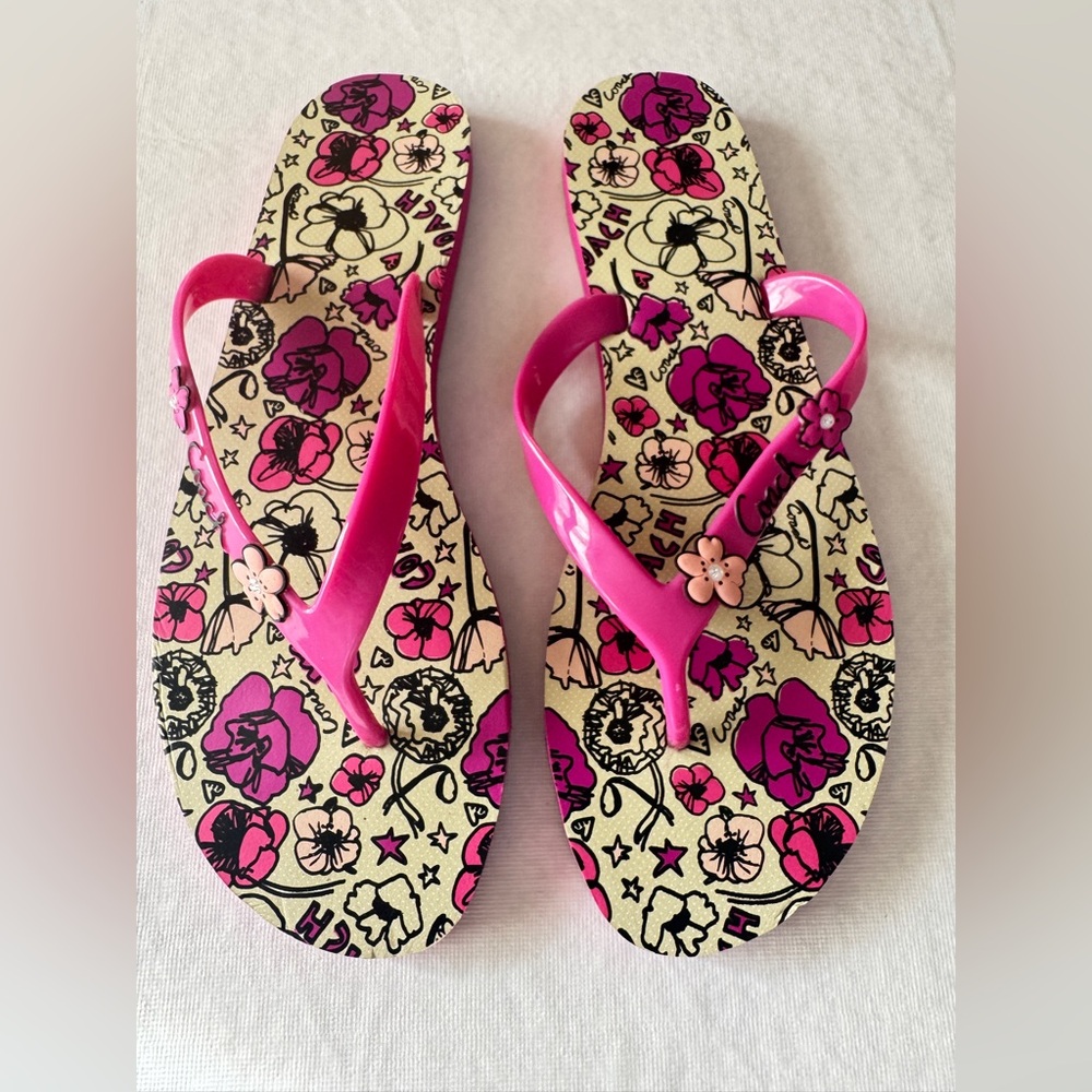 Coach Purple and White “camela” flip flop. Size 10